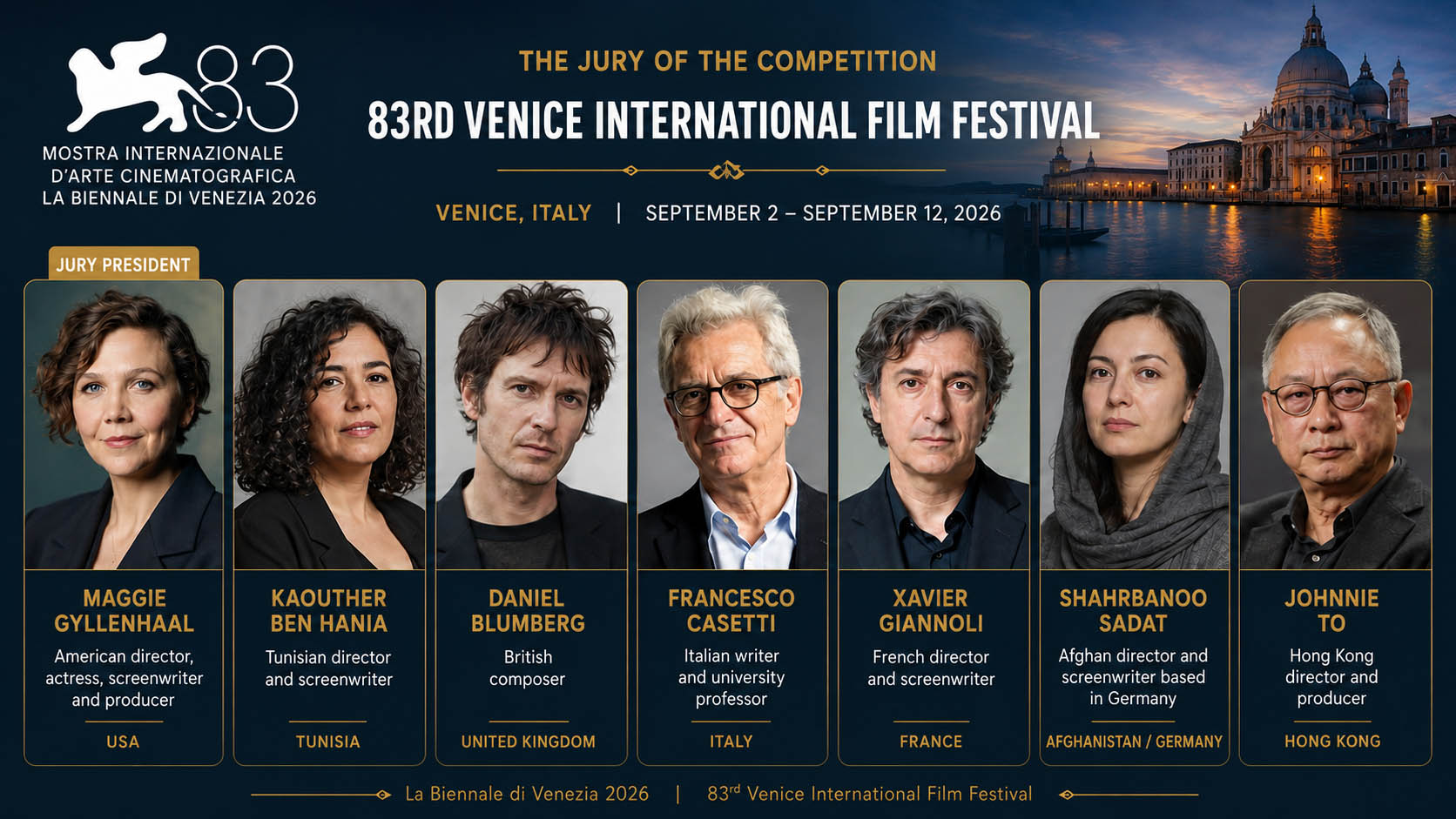 83rd Venice International Film Festival Unveils Its Jury - Cinema